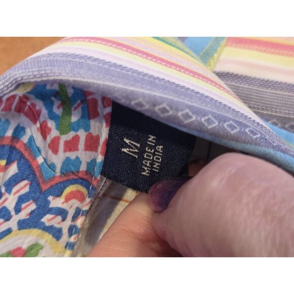 Robert Graham Shirt Men's Blue Striped Button Up Colorful Work Flip Cuff | M EUC - Picture 14 of 16